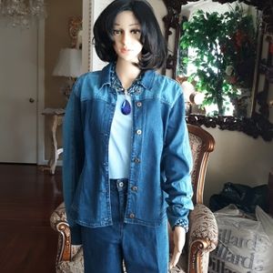 Denim two tone pants and jacket